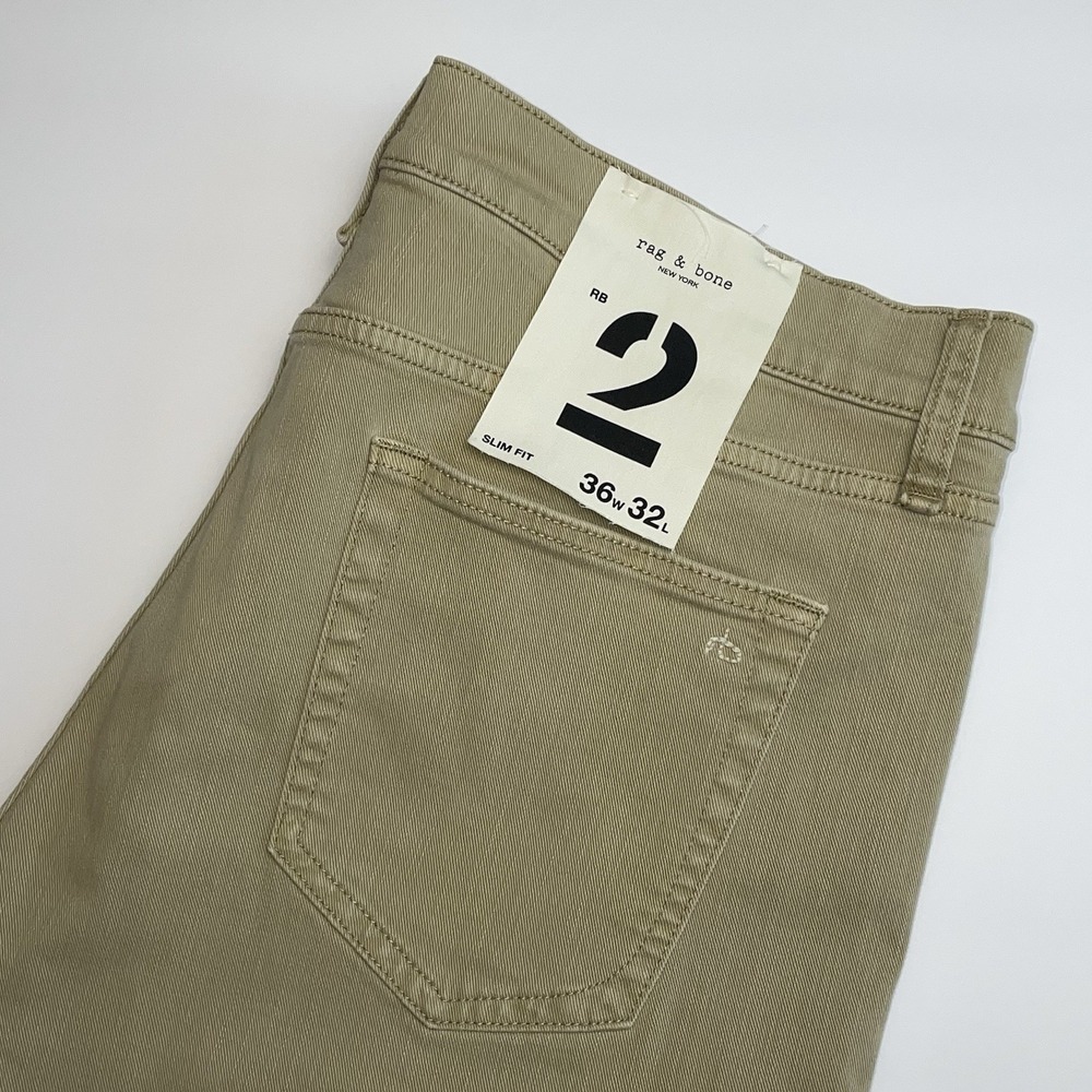 NEW Rag & Bone Fit 2 Slim Fit Jeans Mens 36x32 Beige Denim Stretch Cotton Blend